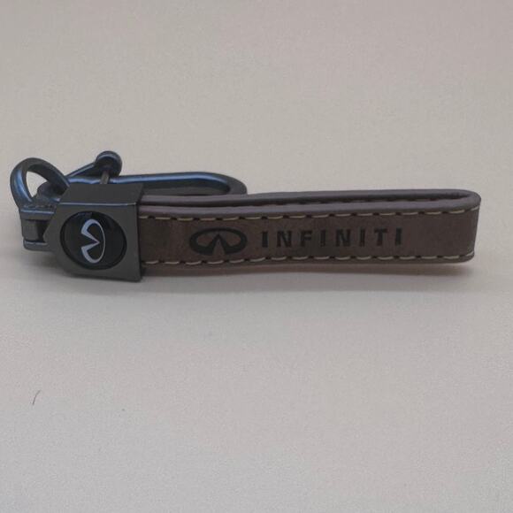 GENUINE LEATHER KEYCHAIN FOR  INFINITY CAR BRAND BLACK COLOR - Picture 1 of 2